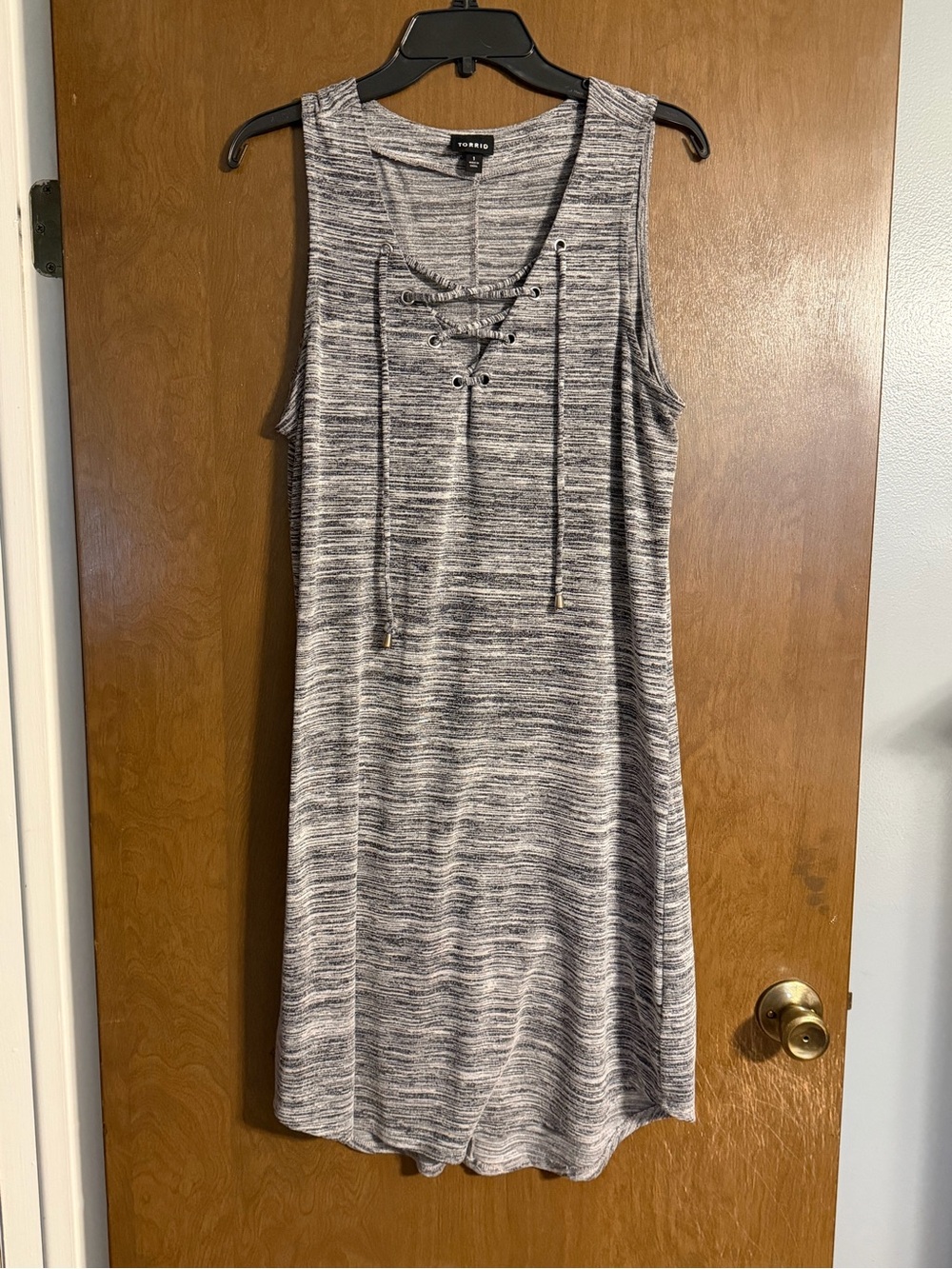 Torrid Heather Gray Lace-Up Tank Dress